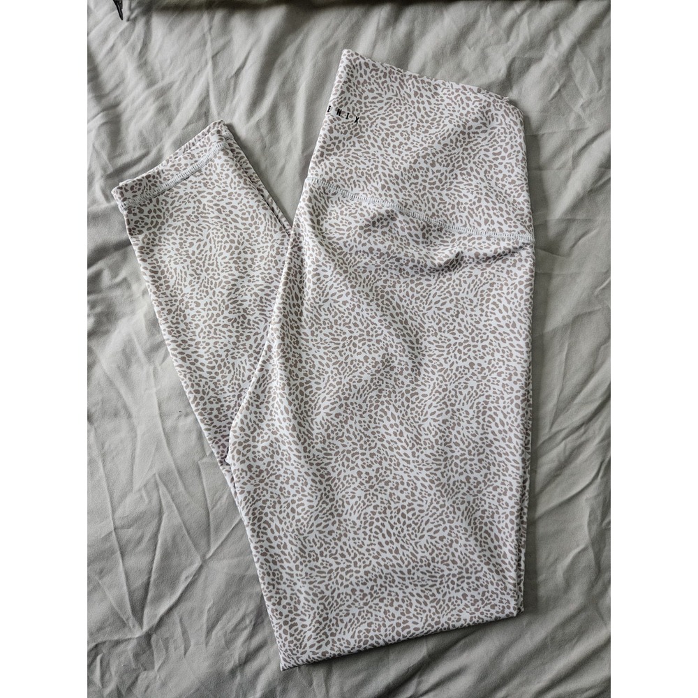ALL FENIX High Rise Ankle Leggings White‎ Beige Animal Print Size L